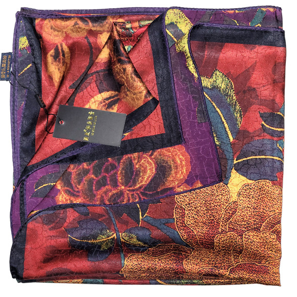 NWT Double Sided Silk Scarf 53"x53" Large Square Shawl Wrap XiangYunSha 36331 - Picture 8 of 12